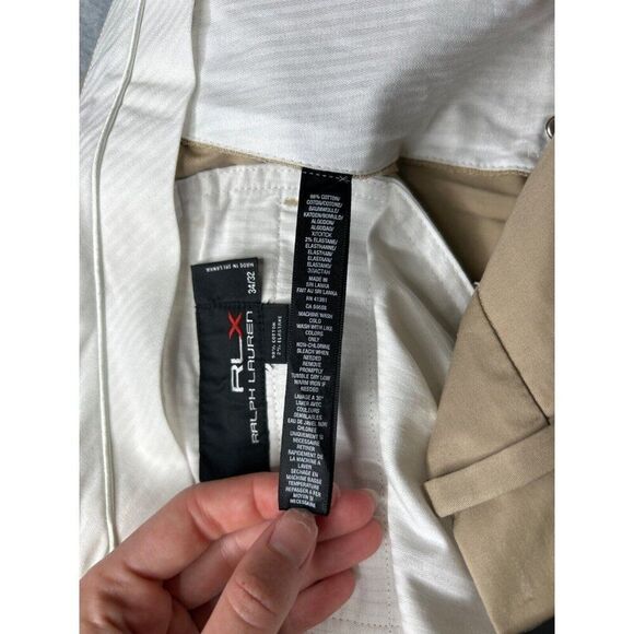 Men's RLX Ralph Lauren Golf Pants Khaki Tan 34 x 32 Performance Straight Leg - Picture 9 of 12